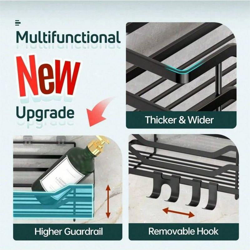 3-Pack No-Drill Shower Caddy Shelves [Upgraded & Extra Thick], Large Capacity Wall-Mounted Bathroom Organizer, Holds up to 50LBS Bathroom Shelves