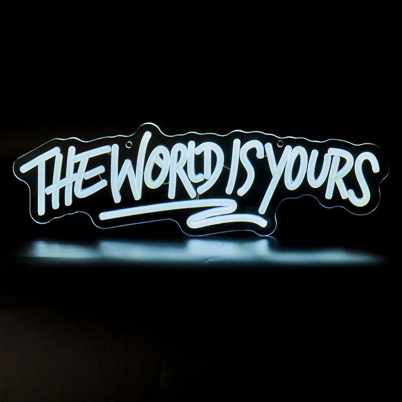 The World Is Yours Neon Sign, 5V USB Powered Neon Light, Neon Sign Decorative Wall Ambient Lights for Home Party Decoration, Room Decor, Home Decor