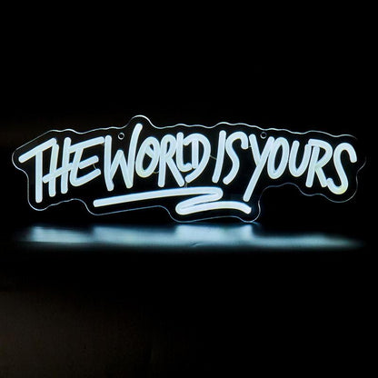 The World Is Yours Neon Sign, 5V USB Powered Neon Light, Neon Sign Decorative Wall Ambient Lights for Home Party Decoration, Room Decor, Home Decor