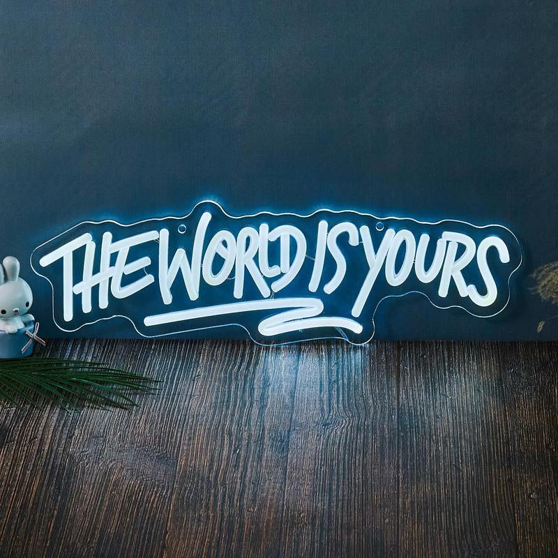 The World Is Yours Neon Sign, 5V USB Powered Neon Light, Neon Sign Decorative Wall Ambient Lights for Home Party Decoration, Room Decor, Home Decor
