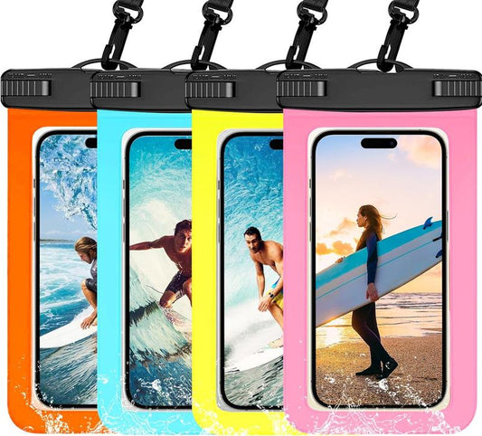 4 Pack Waterproof Phone Pouch IPX8 Universal Waterproof Case Dry Bag Phone Protector for Iphone 15 14 13 12 11 Pro Max plus XS XR X 8 Galaxy S23 S22 S21 S20 Pixel up to 7.5"(Multicolor 4) Organiser Plastic Strap Window