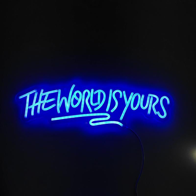 The World Is Yours Neon Sign, 5V USB Powered Neon Light, Neon Sign Decorative Wall Ambient Lights for Home Party Decoration, Room Decor, Home Decor