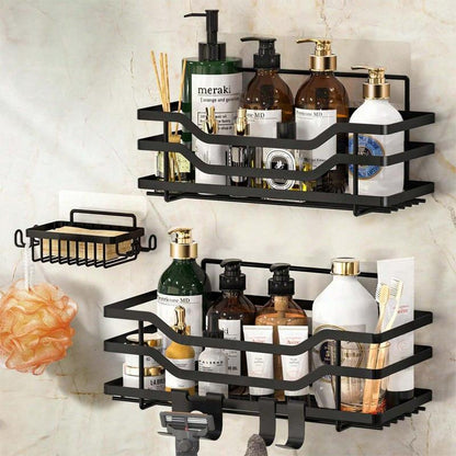 3-Pack No-Drill Shower Caddy Shelves [Upgraded & Extra Thick], Large Capacity Wall-Mounted Bathroom Organizer, Holds up to 50LBS Bathroom Shelves