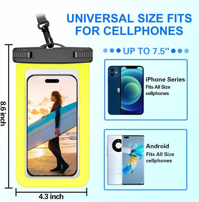 4 Pack Waterproof Phone Pouch IPX8 Universal Waterproof Case Dry Bag Phone Protector for Iphone 15 14 13 12 11 Pro Max plus XS XR X 8 Galaxy S23 S22 S21 S20 Pixel up to 7.5"(Multicolor 4) Organiser Plastic Strap Window