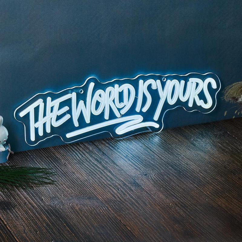 The World Is Yours Neon Sign, 5V USB Powered Neon Light, Neon Sign Decorative Wall Ambient Lights for Home Party Decoration, Room Decor, Home Decor