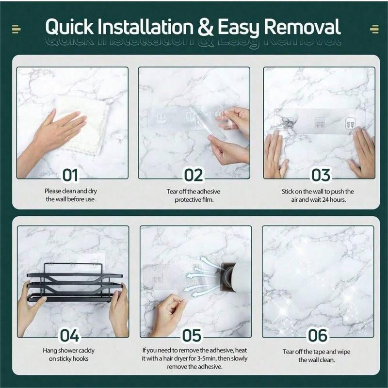 3-Pack No-Drill Shower Caddy Shelves [Upgraded & Extra Thick], Large Capacity Wall-Mounted Bathroom Organizer, Holds up to 50LBS Bathroom Shelves