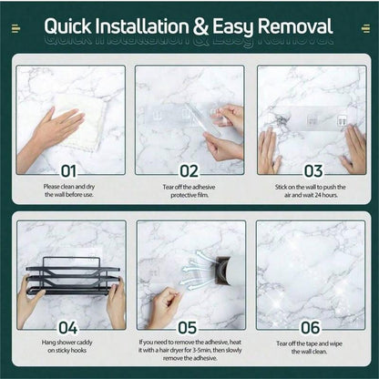 3-Pack No-Drill Shower Caddy Shelves [Upgraded & Extra Thick], Large Capacity Wall-Mounted Bathroom Organizer, Holds up to 50LBS Bathroom Shelves